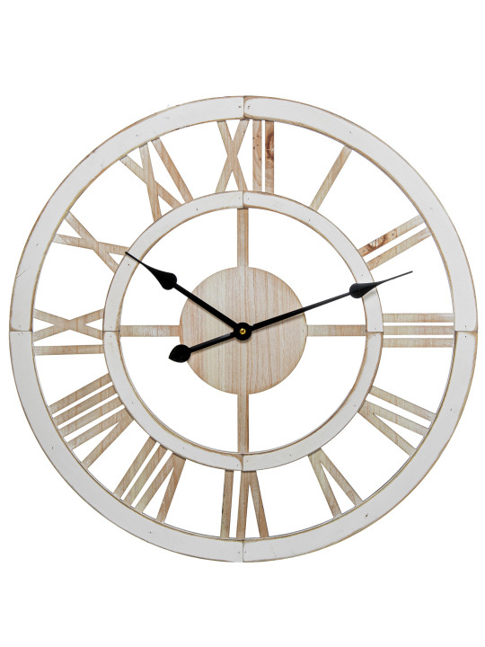 Reloj Pared Madera 60cm Manecillas de Aluminio