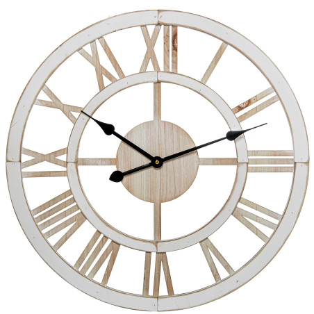 Reloj Pared Madera 60cm Manecillas de Aluminio