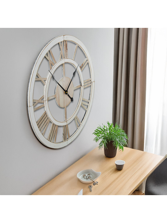 Reloj Pared Madera 60cm Manecillas de Aluminio